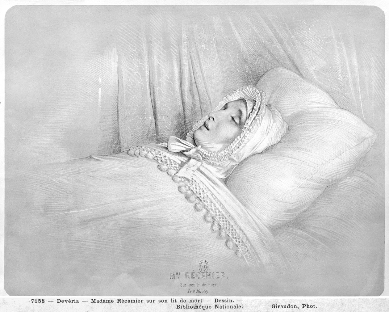 Madame Recamier (1777-1849) op haar sterfbed, 11 mei 1849 door Achille Devéria