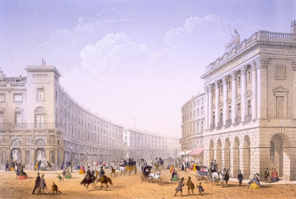 Het kwadrant en Regent Street, Londen door Achille Louis Martinet