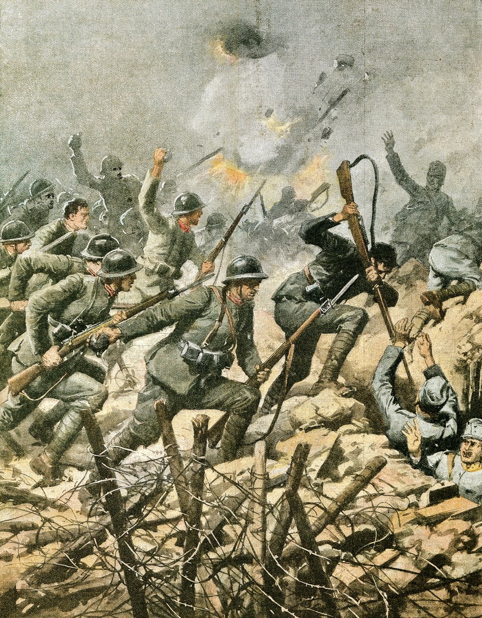 Aanval op de berg Ortigara, illustratie uit La Domenica del Corriere door Achille Beltrame
