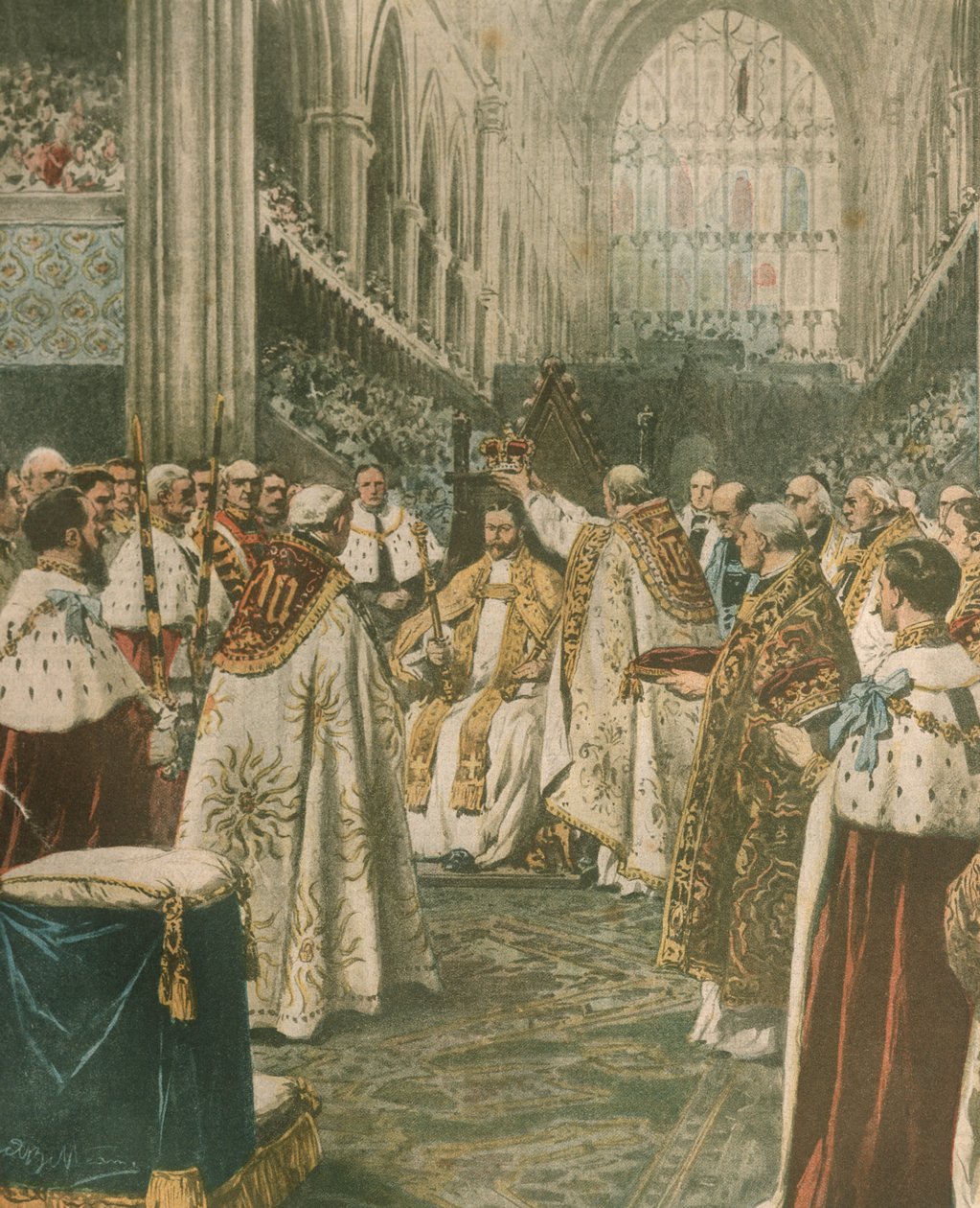 Omslagillustratie van de kroning van koning George V; Londen, Engeland door Achille Beltrame