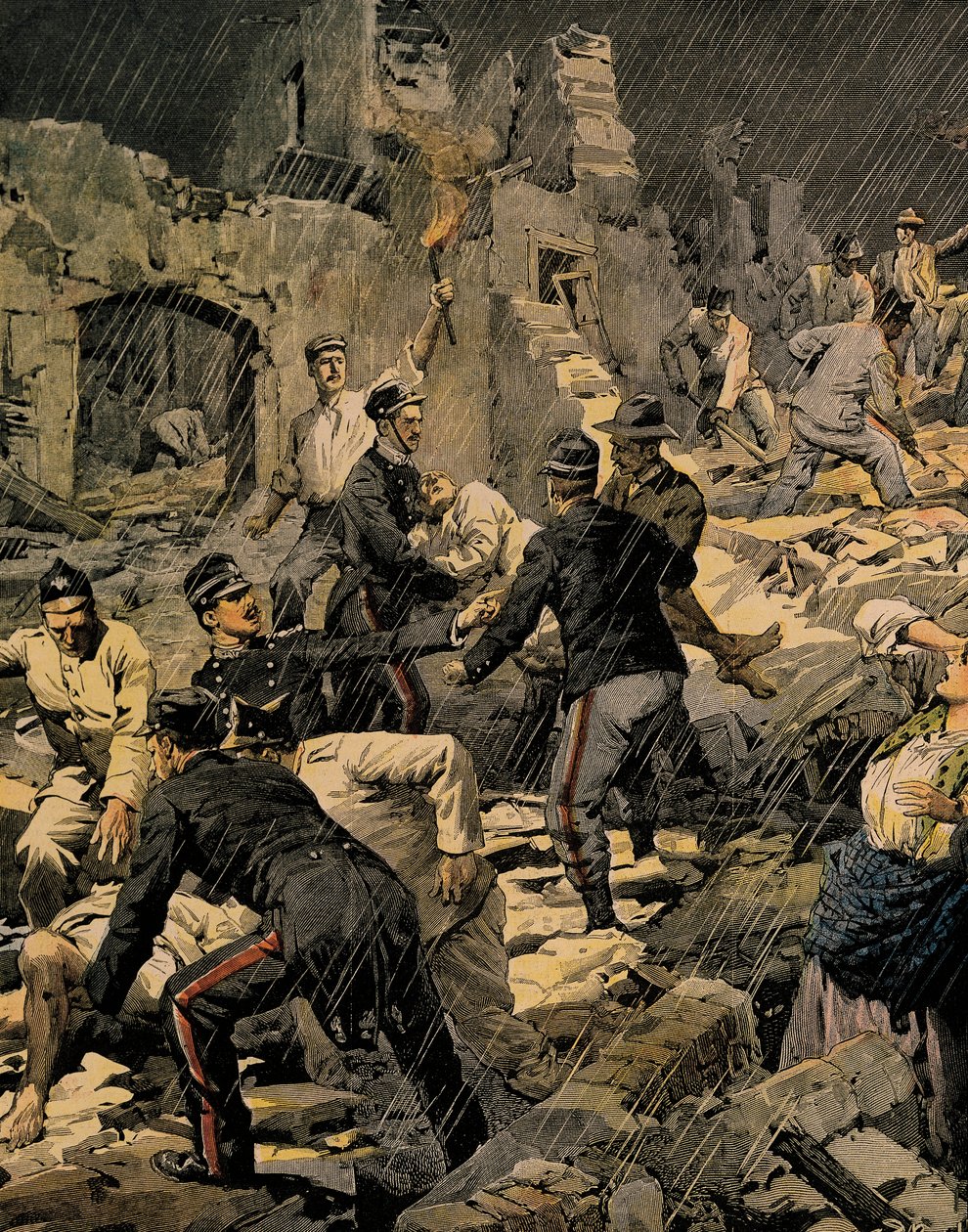 Aardbeving in Calabrië, door Achille Beltrame, uit La Domenica del Corriere door Achille Beltrame