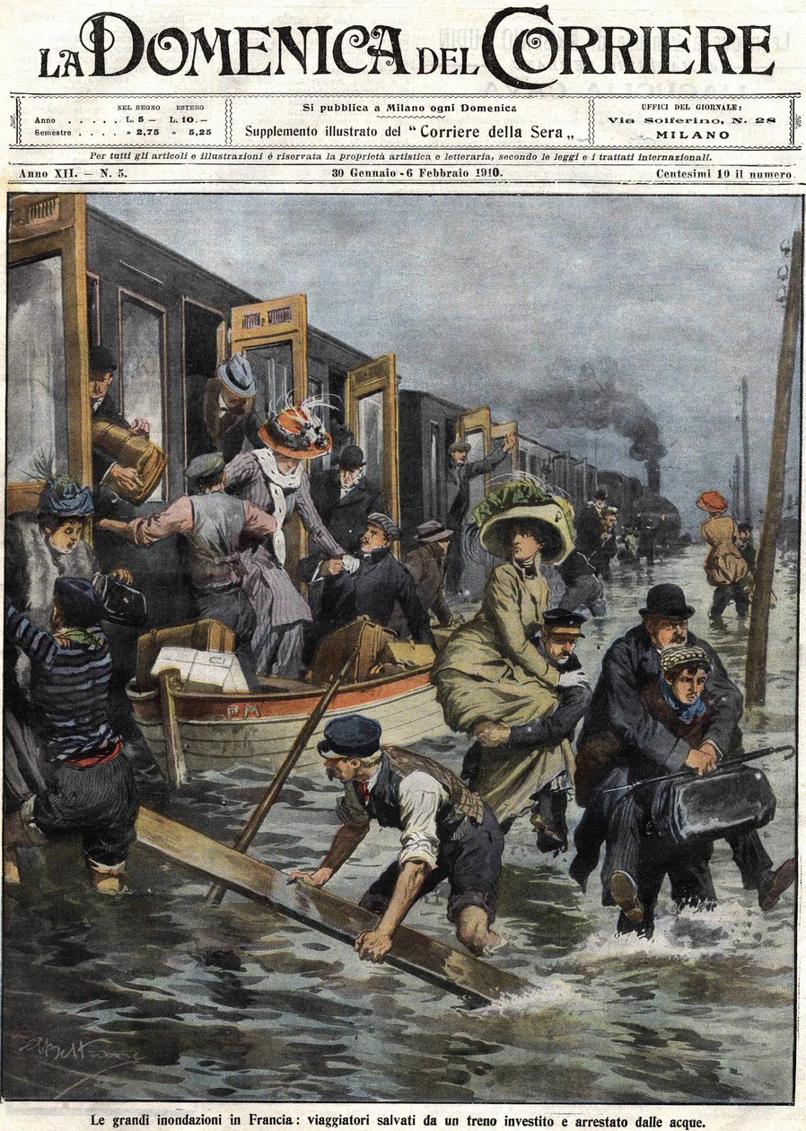 Overstromingen rond Parijs in januari 1910. Omslag van de 
