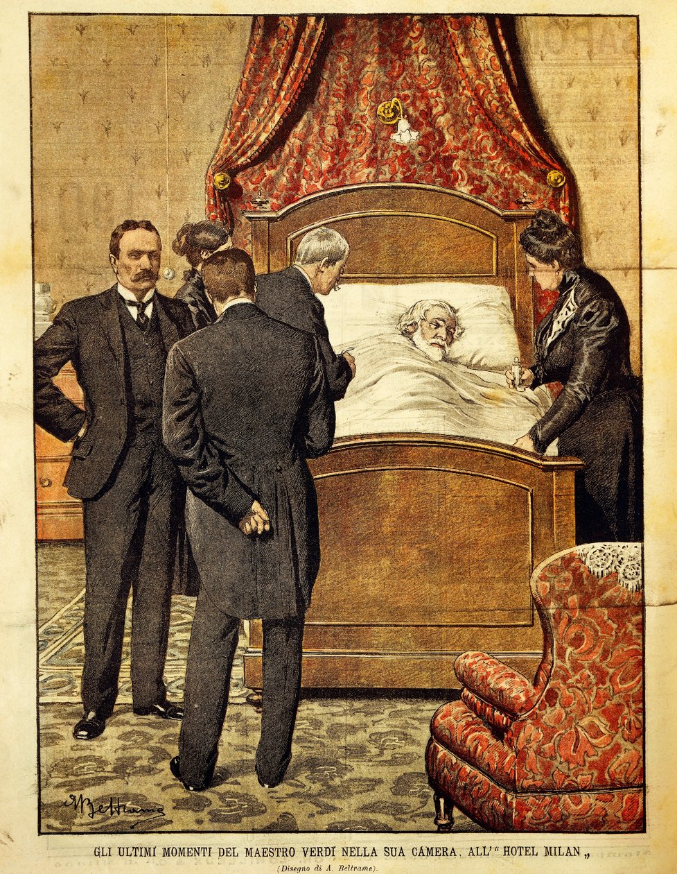 Giuseppe Verdi sterft, illustratie door Achille Beltrame. Italië, 20e eeuw door Achille Beltrame