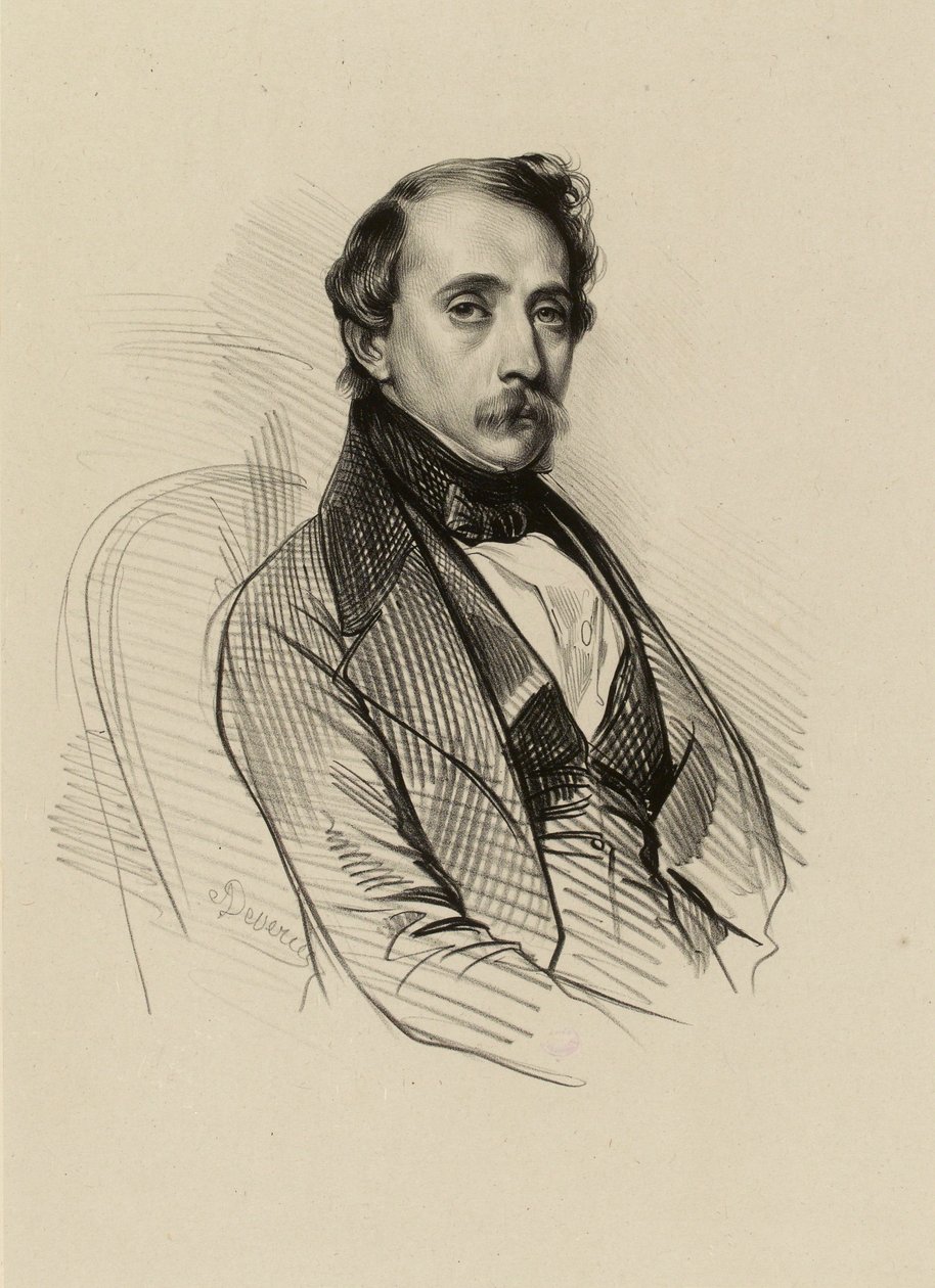 Portret van François-Alexandre David, lithograaf.  (IFF 190) door Achille Devéria