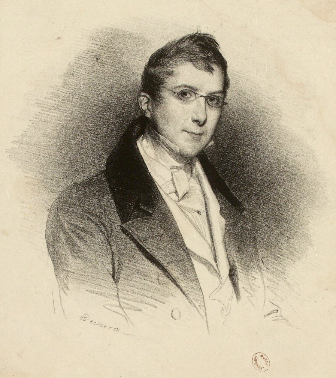 Portret van een jonge onbekende man met bril door Achille Devéria