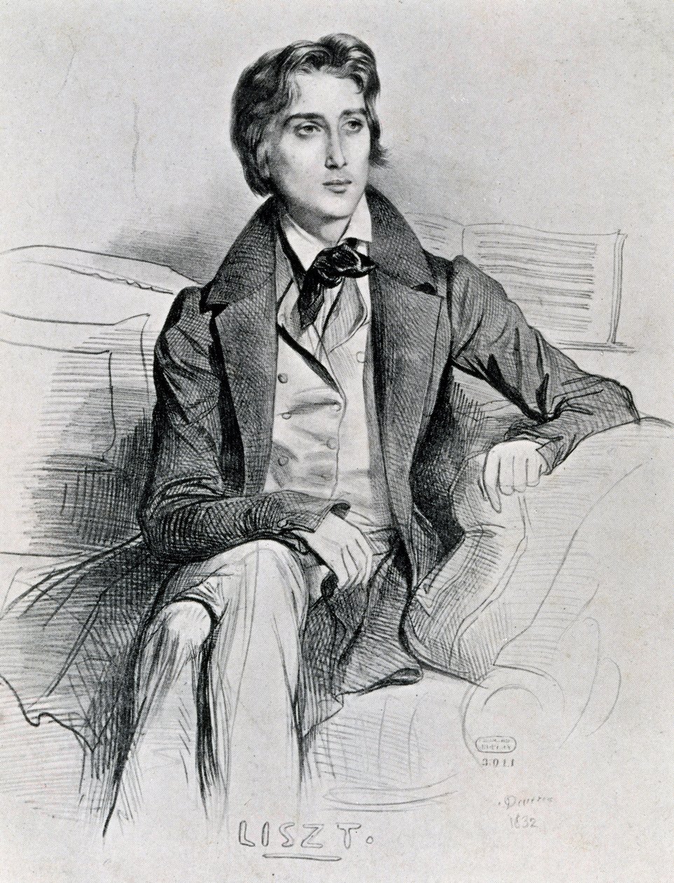Portret van de Hongaarse componist en pianist Franz Liszt door Achille Devéria