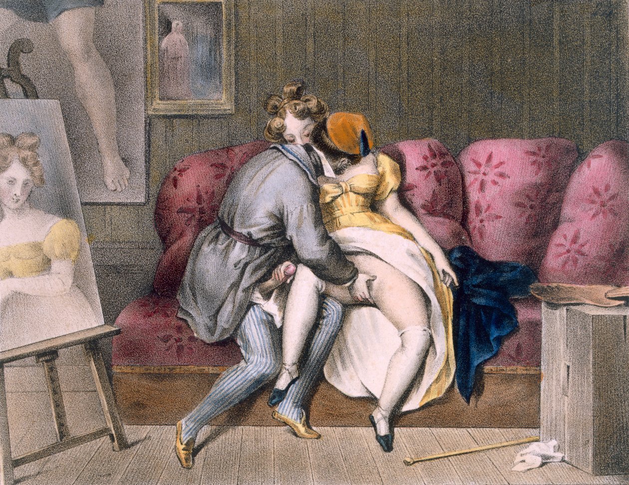 Kunstenaar en Zitter: handmatig voorspel, c.1830-40 door Achille Devéria