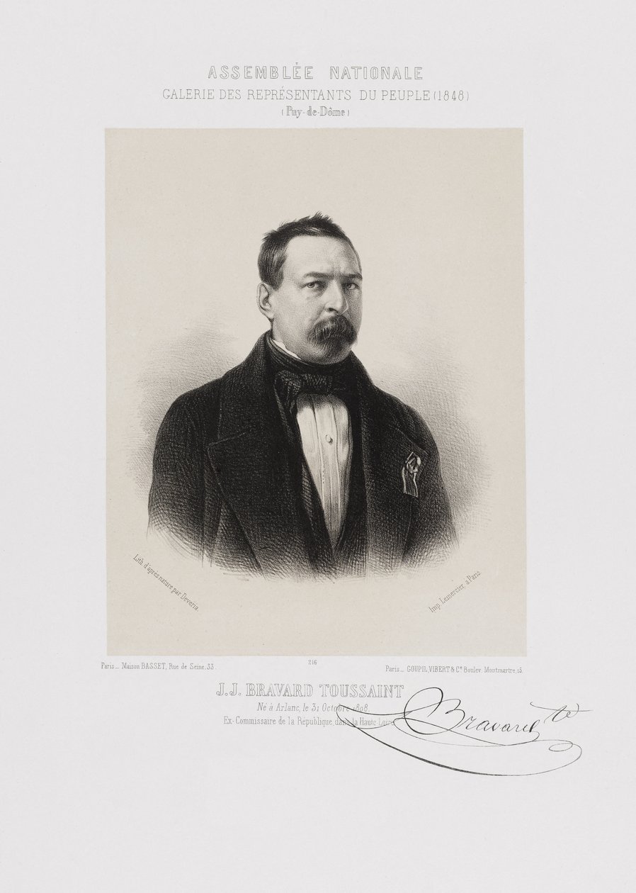 Nationale Assemblee, tribune van de volksvertegenwoordigers - Toussaint Bravard (Puy-de-Dôme) door Achille Devéria