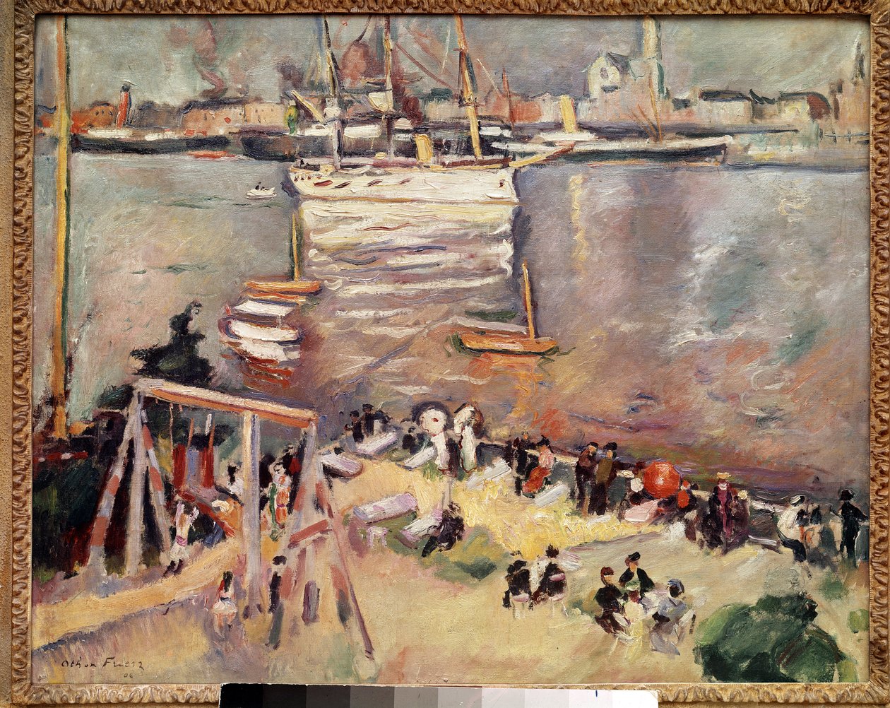 Een korvet binnenvaren in de haven van Antwerpen. Schilderij door Othon Friesz (1879-1949) 1906. Privécollectie door Achille Emile Othon Friesz