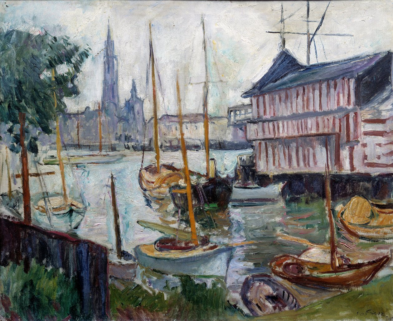 Vijver Met Vissersboten door Achille Emile Othon Friesz