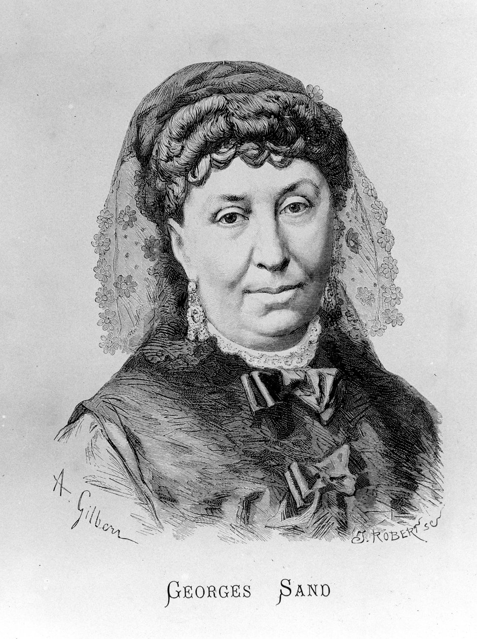 Portret van George Sand (Aurore Dupin, Barones Dudevant) (1804-1876) door A. Gilbern door Achille Isidore Gilbert
