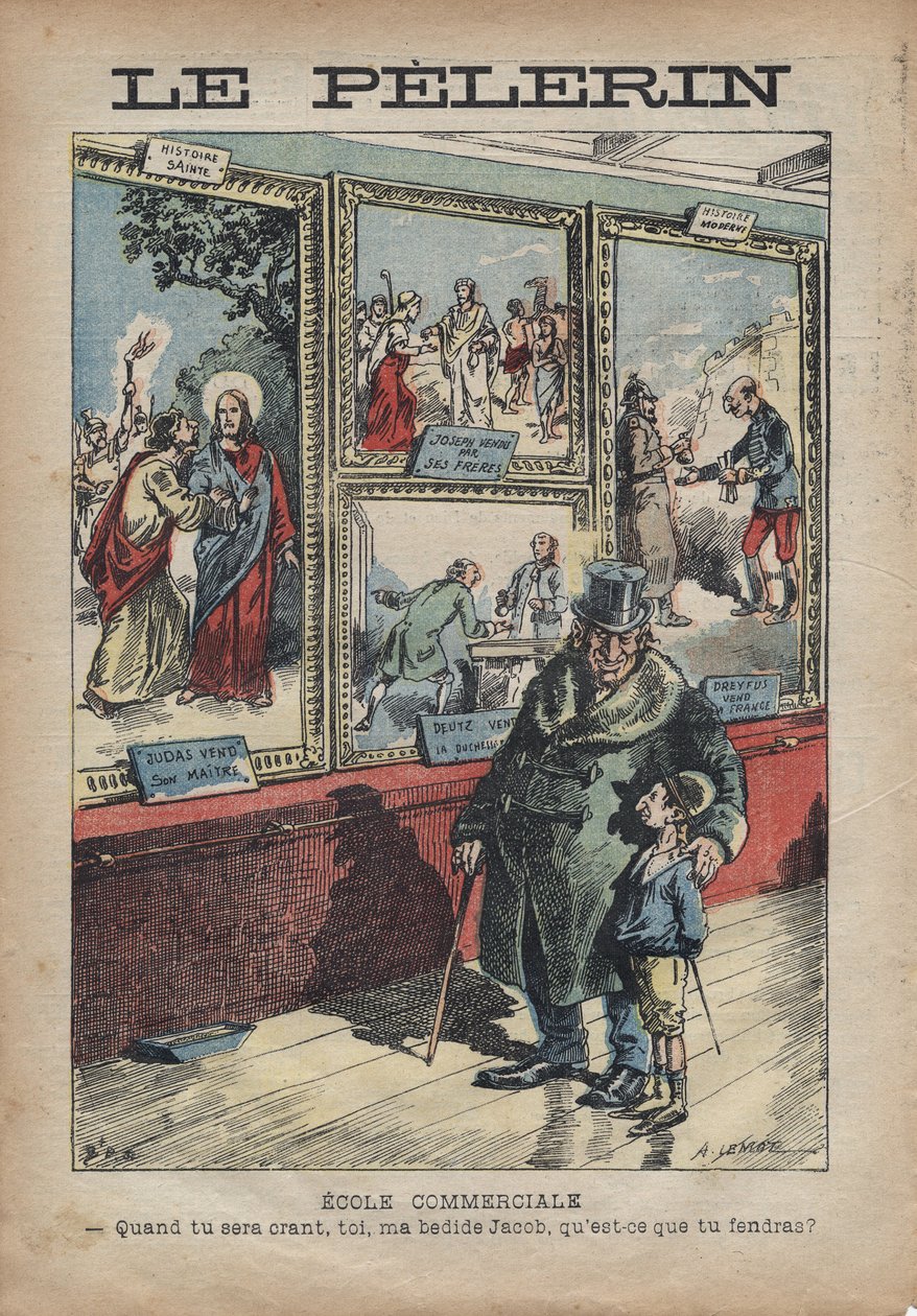 Cartoon antisemiet door Achille Lemot voor 