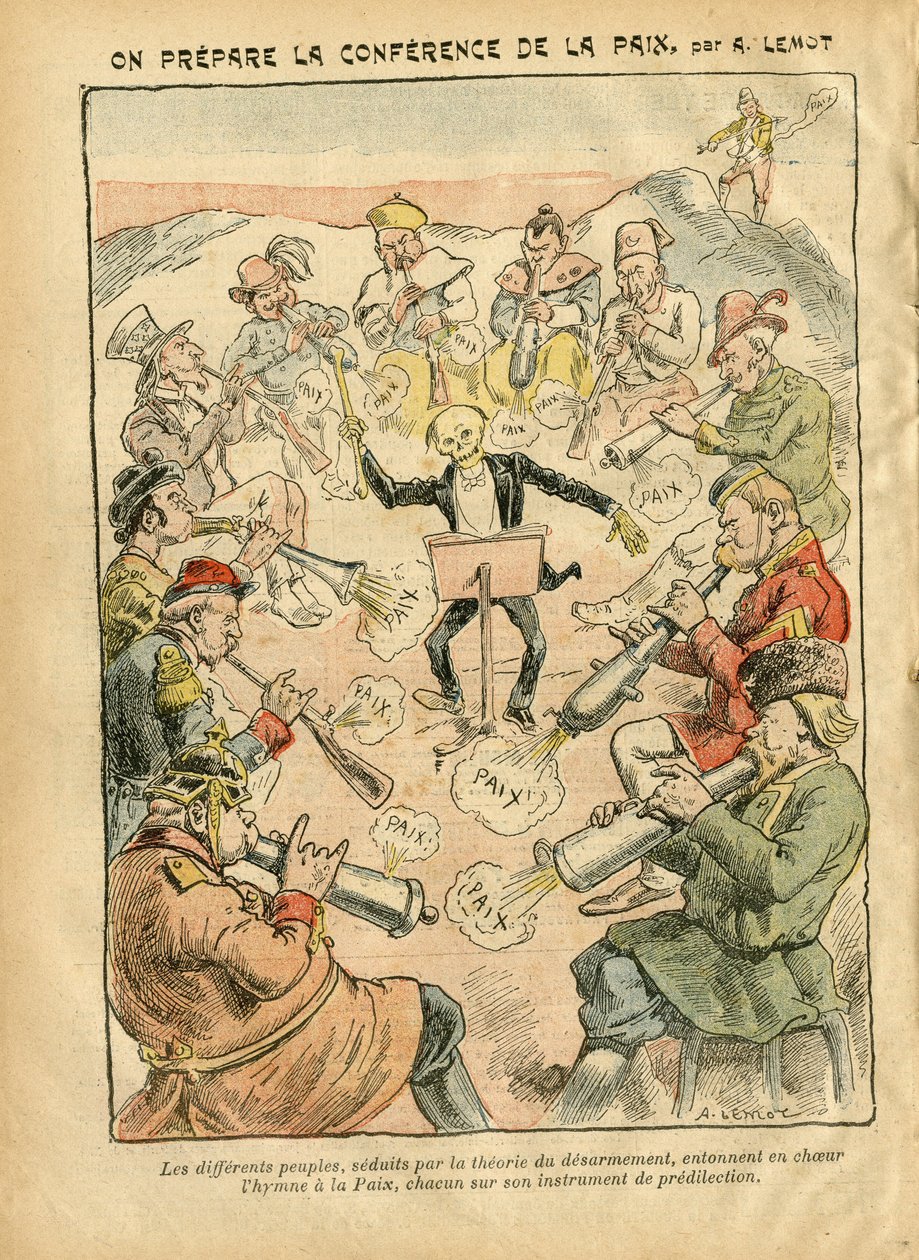 Illustratie van Achille Lemot in Le Pelerin - Voorbereiding van de Vredesconferentie door Achille Lemot