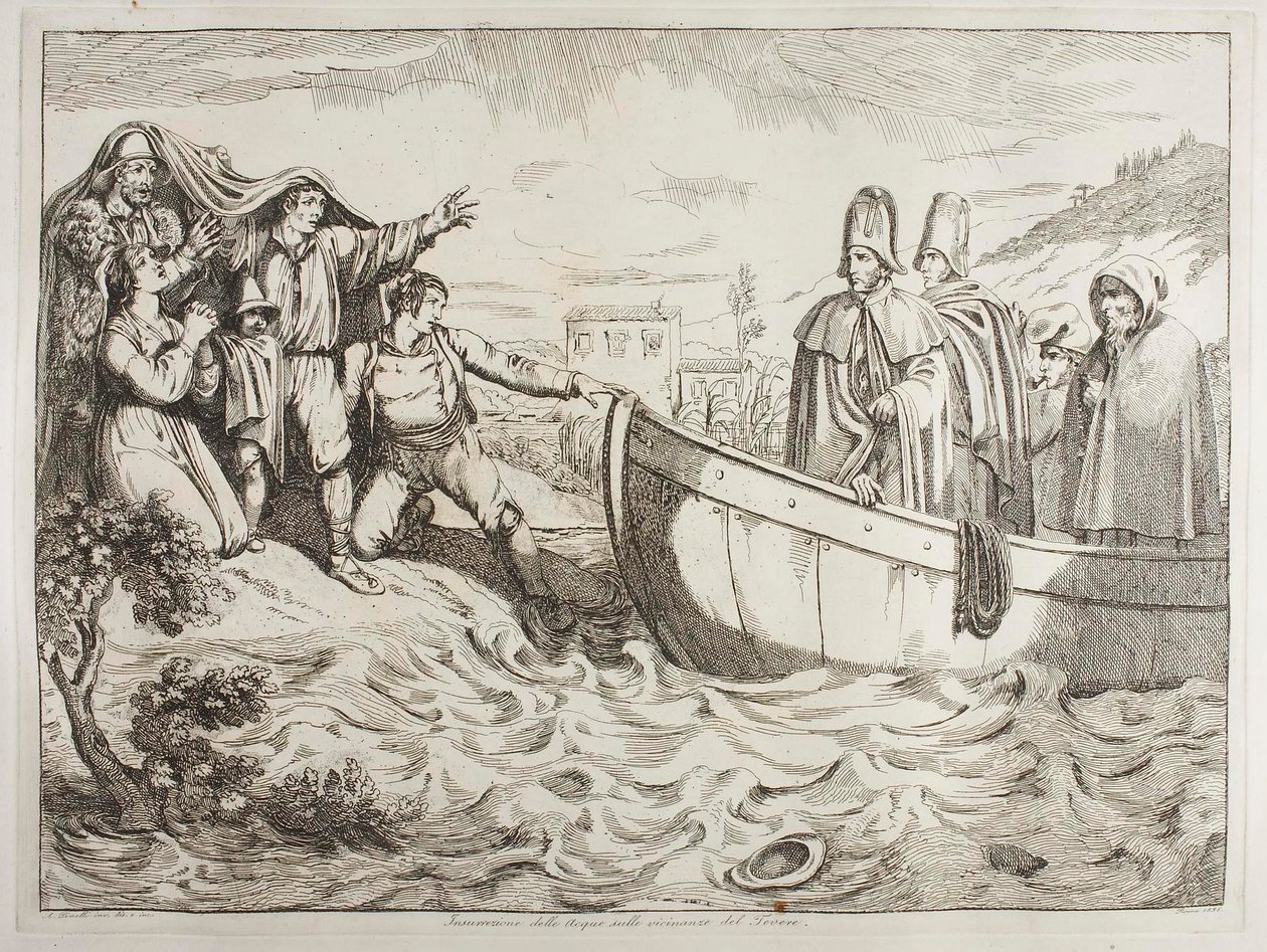 Landing bij de Tiber door Achille Pinelli