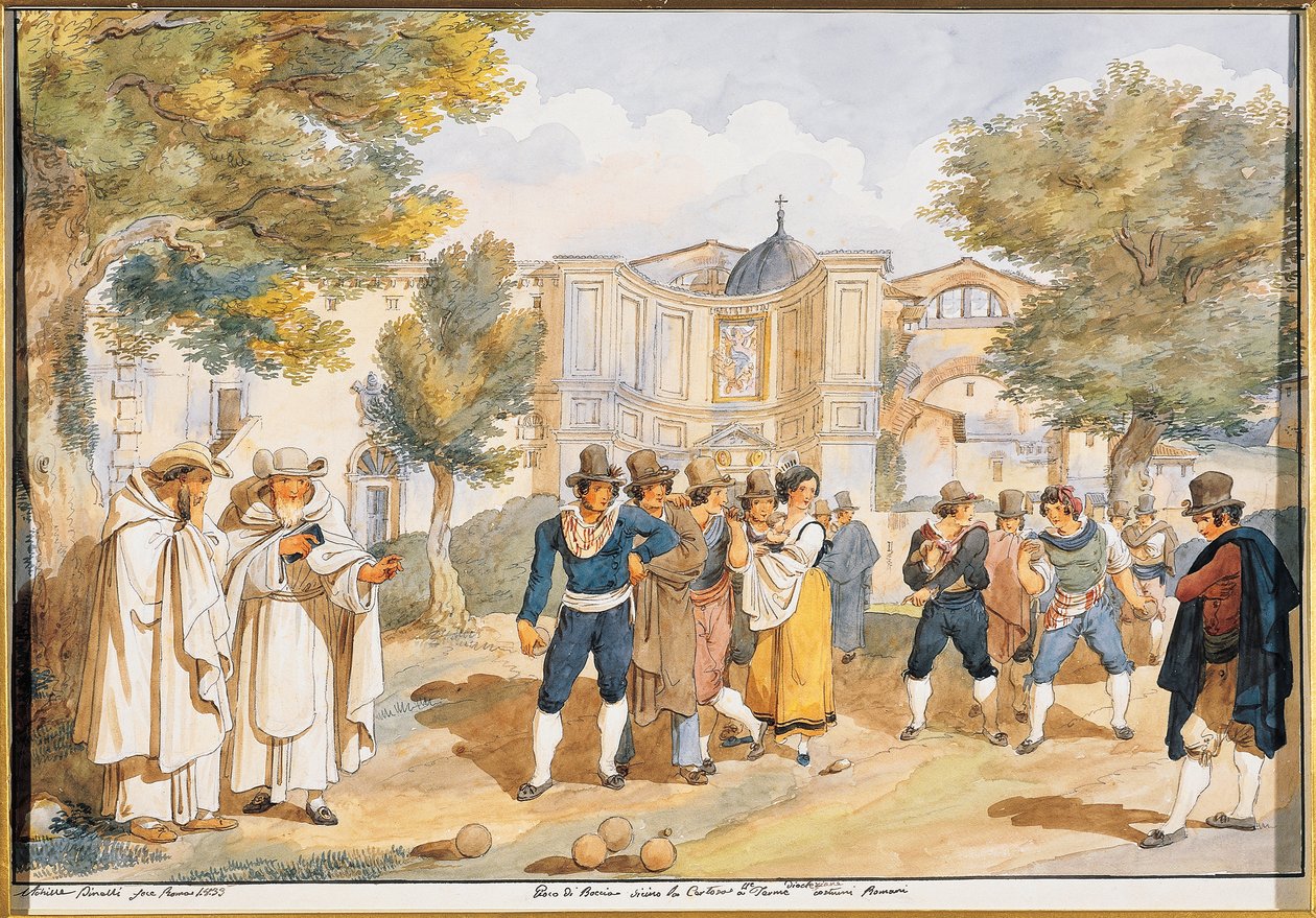 Bocce spelen bij Santa Maria degli Angeli in Rome door Achille Pinelli