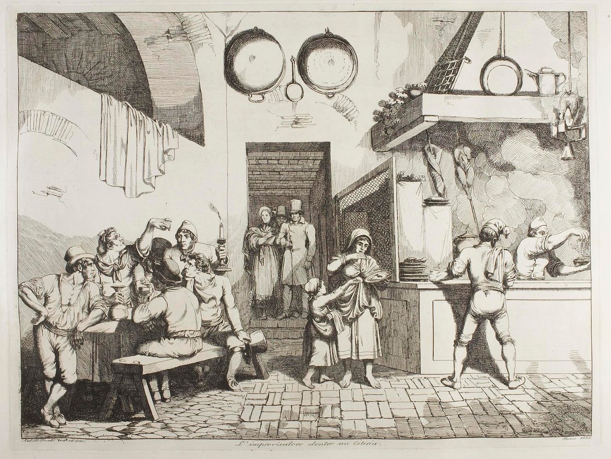 De improvisator in een osteria door Achille Pinelli