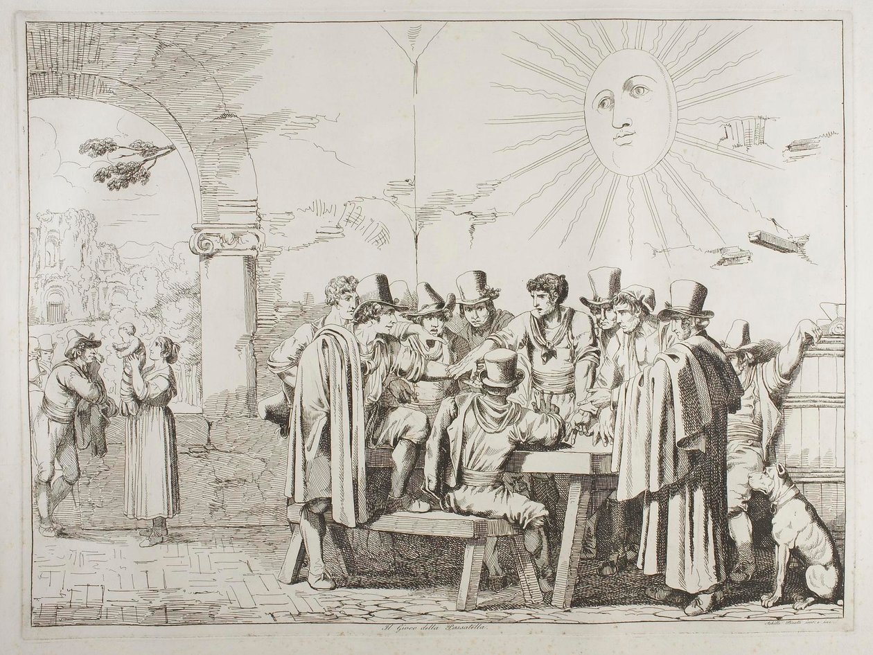 Het pasatella-spel door Achille Pinelli