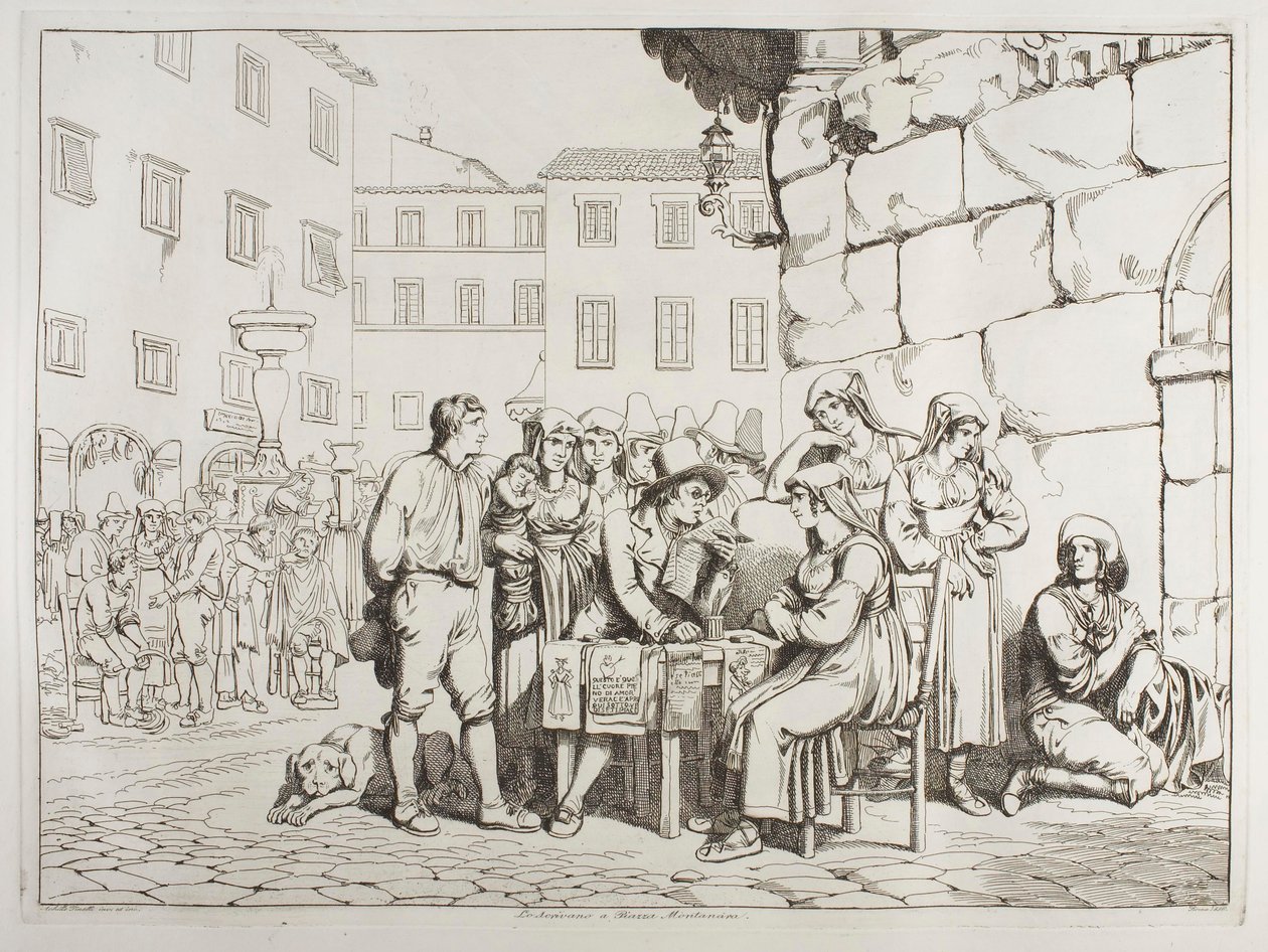 De schrijver op de Piazza Montanara door Achille Pinelli