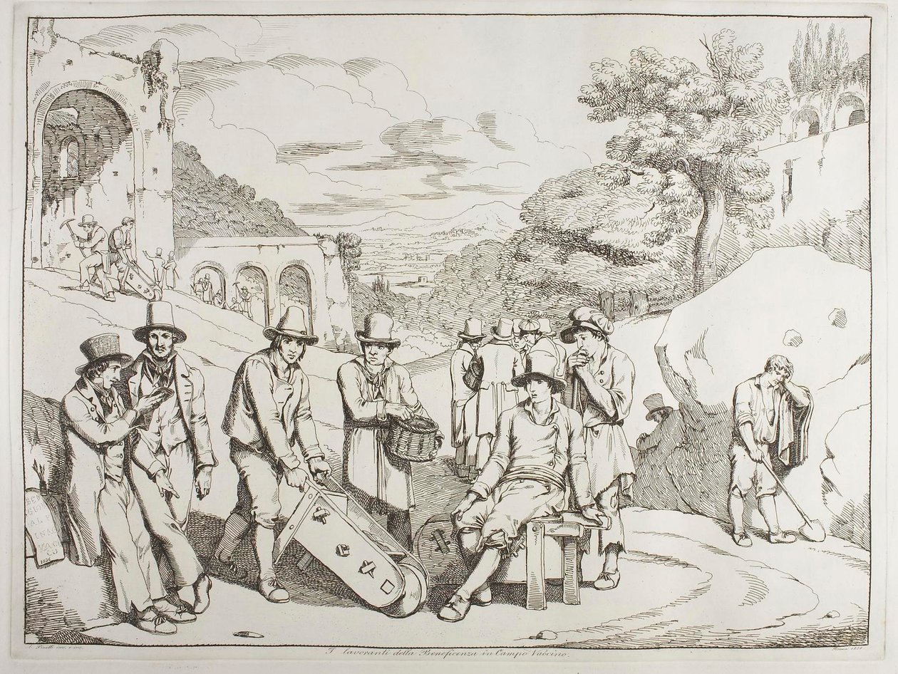 Weldoeners op het Campo Vaccino door Achille Pinelli