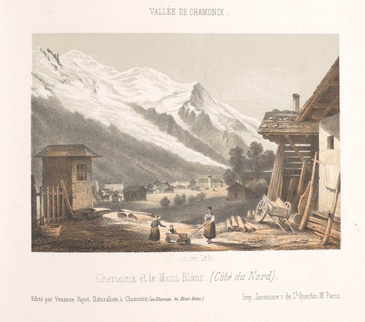 Zicht op de vallei van Chamonix vanaf de pas Les Montées door Ad. Cuvillier