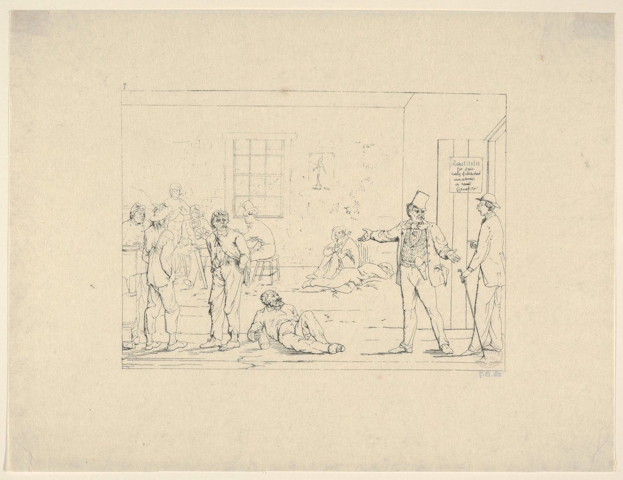 Een vervanger kopen in het noorden tijdens de oorlog uit Confederate War Etchings, 1861-63 door Adalbert John Volck