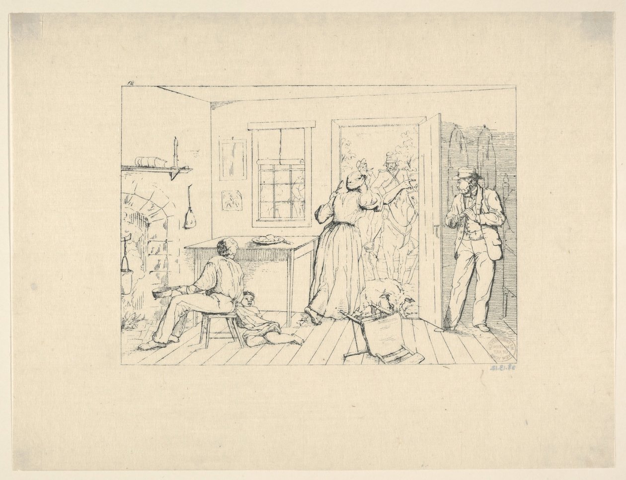 Slaven die hun Meester Verbergen voor een Zoekpartij uit Confederate War Etchings door Adalbert John Volck