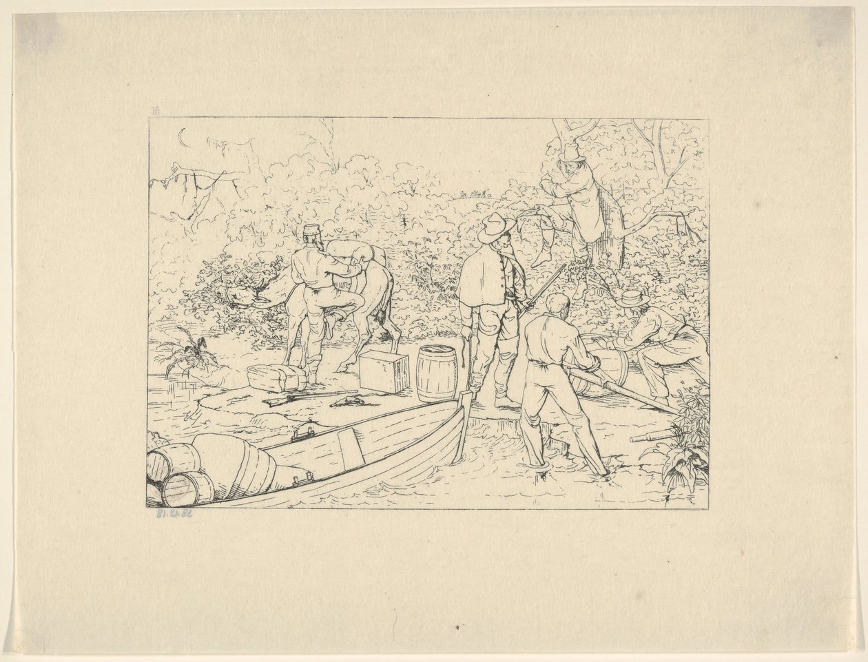 Smokkel van Geneesmiddelen naar het Zuiden uit Confederate War Etchings, 1861-63 door Adalbert John Volck