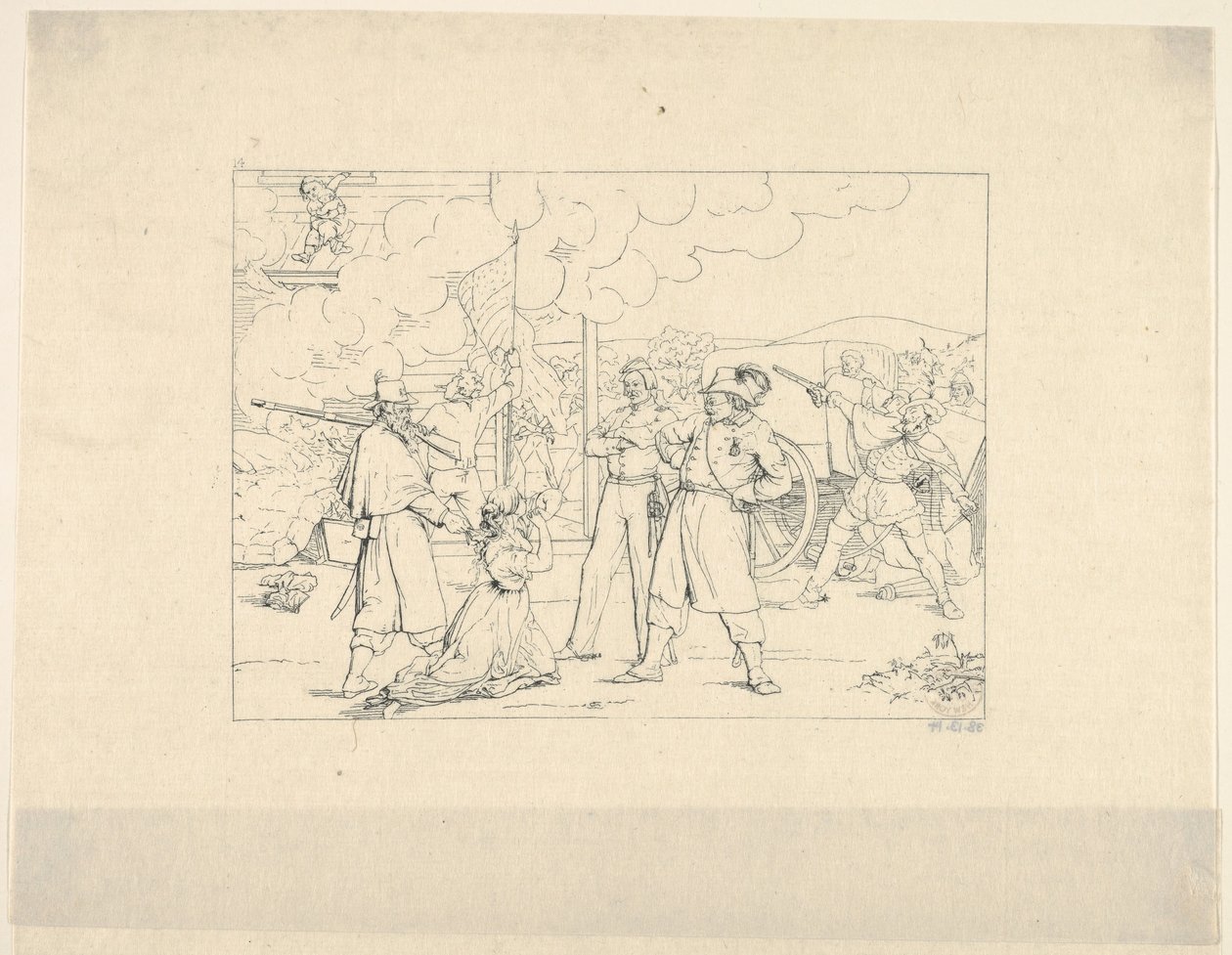 Dappere Mannen Die Vechten Met Siegel uit Confederate War Etchings door Adalbert John Volck