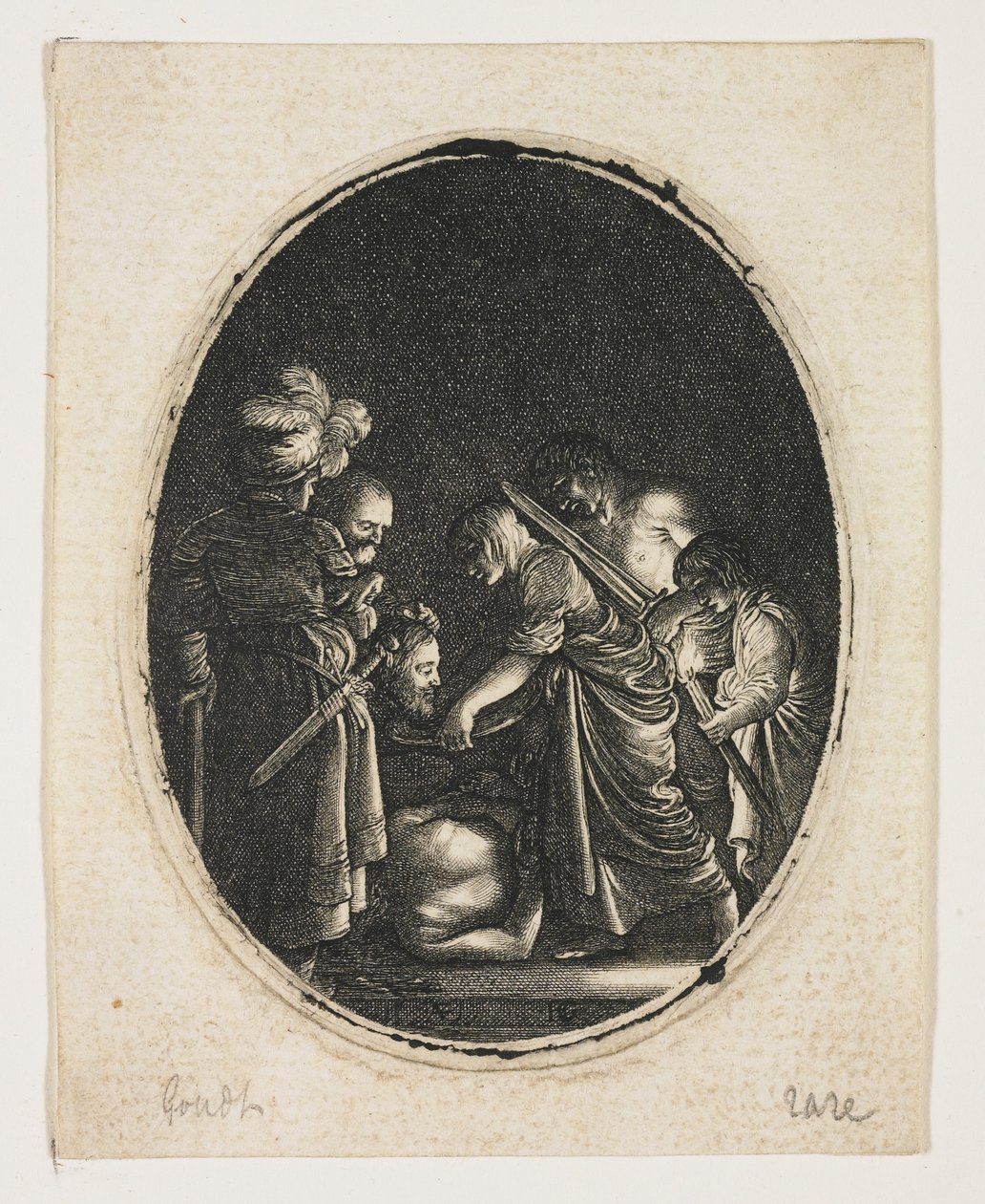 Salome ontvangt het hoofd van Sint Jan, gegraveerd door Hendrik Goudt, ca. 1607-09 door Adam (after) Elsheimer