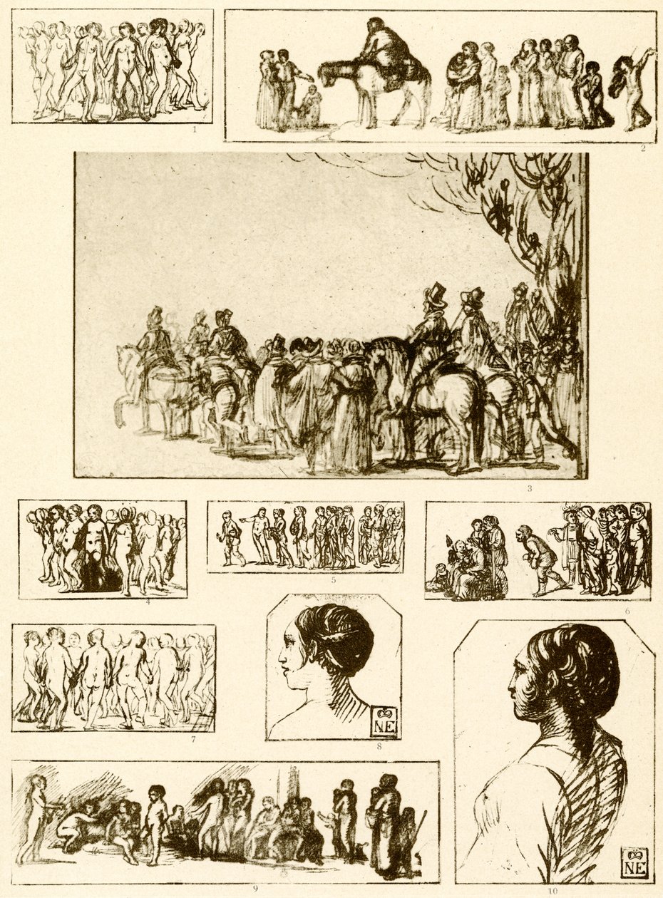 Rondedansen, hoofdstudies en groepen figuren door Adam Elsheimer