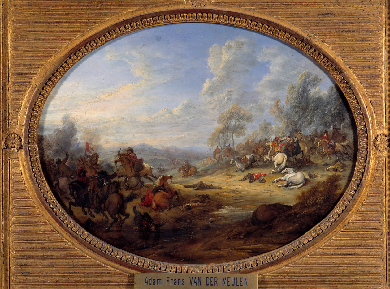 Cavalerieaanval (detail) door Adam Frans van der Meulen