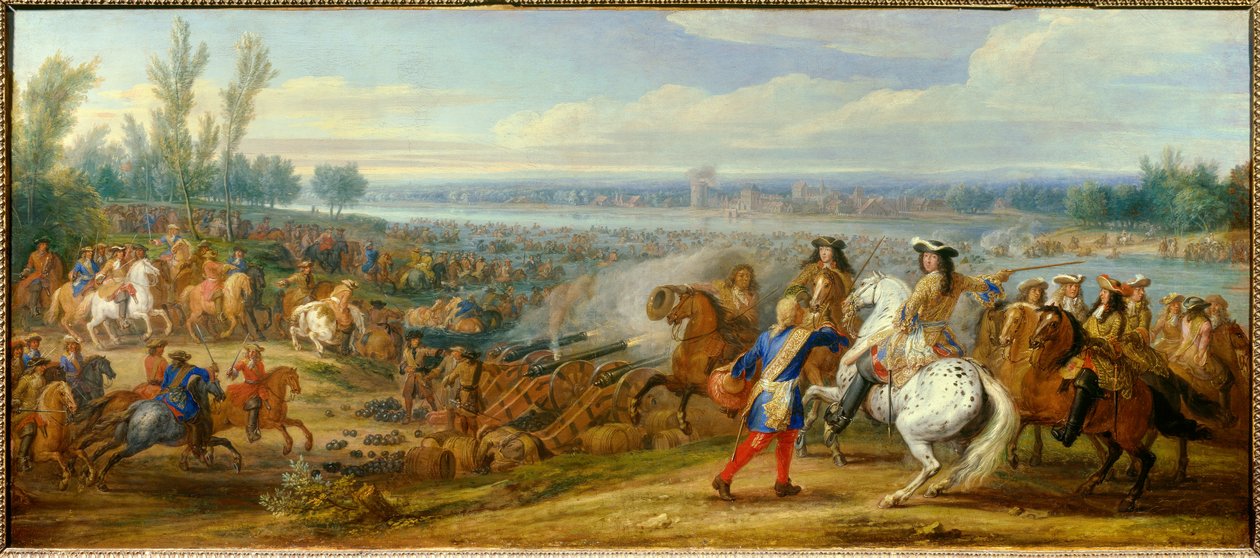 Hollandse Oorlog: de oversteek van de Rijn op 12 juni 1672 door Adam Frans van der Meulen