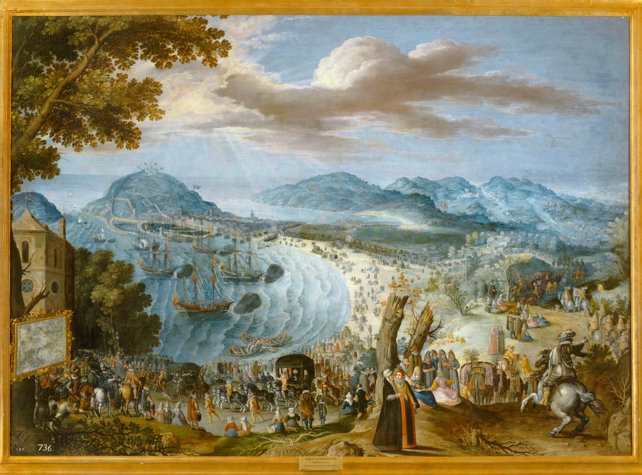 De landing van koning Filips III in San Sebastian door Adam Frans van der Meulen