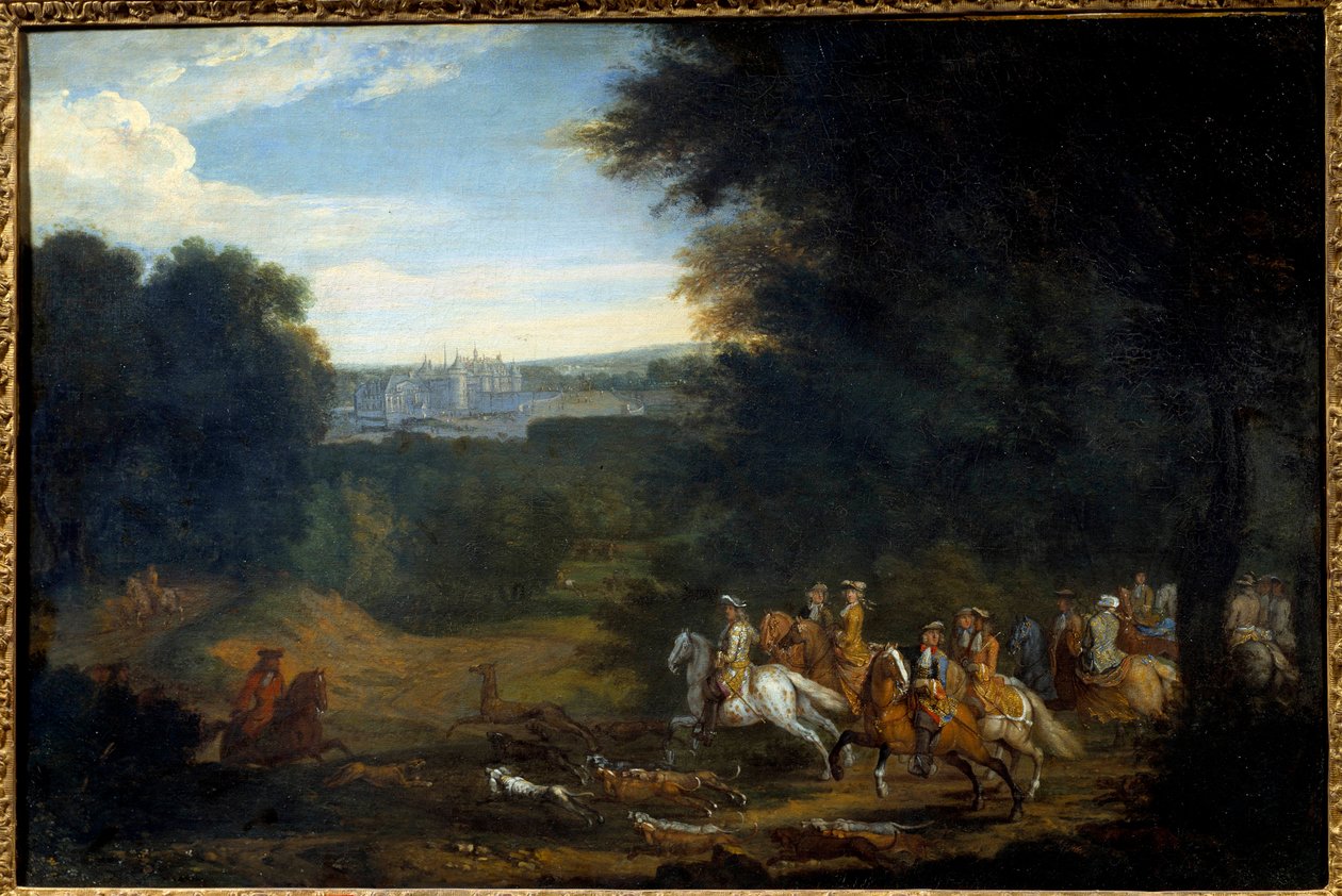 Lodewijk XIV aan het Jagen door Adam Frans van der Meulen