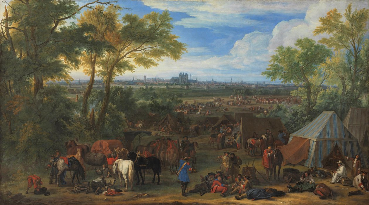 Het leger van Lodewijk XIV voor de poorten van Doornik in 1667 door Adam Frans van der Meulen