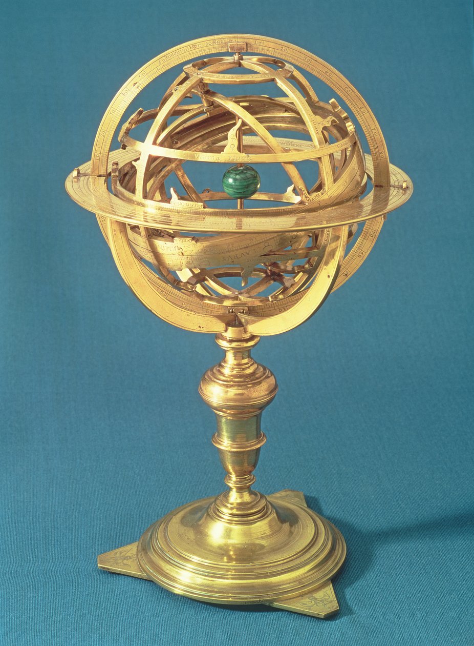 Armillairsfeer gemaakt volgens het Ptolemeïsche systeem, Rome, 1648 door Adam Heroldt