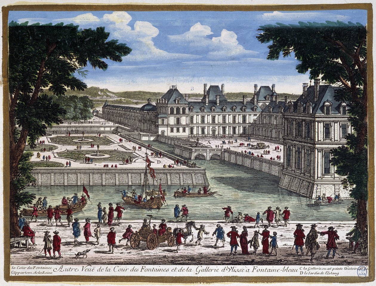 Kasteel van Fontainebleau - gravure door Perelle door Adam Perelle