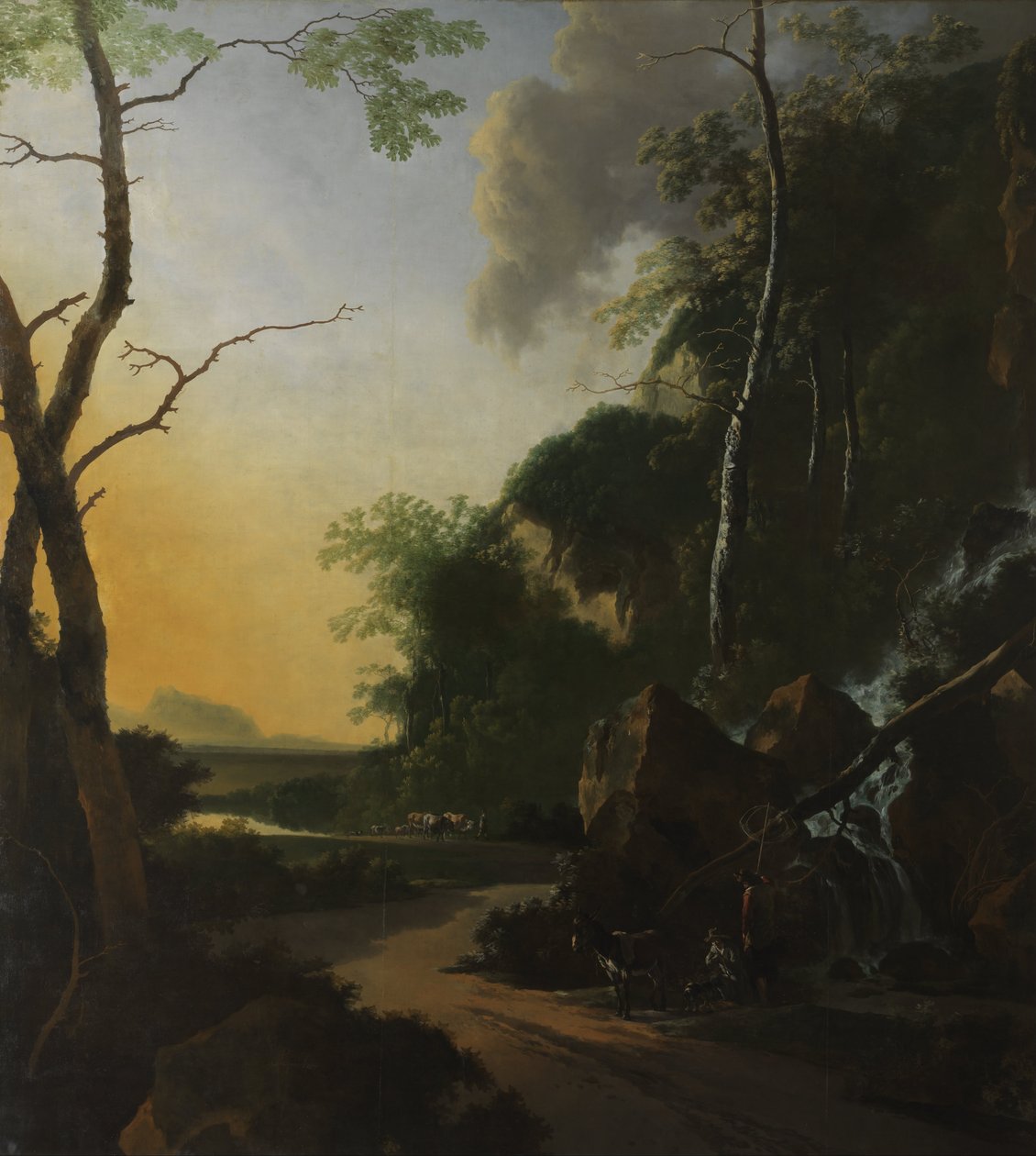 Italianiserend landschap met krabvissers door Adam Pynacker