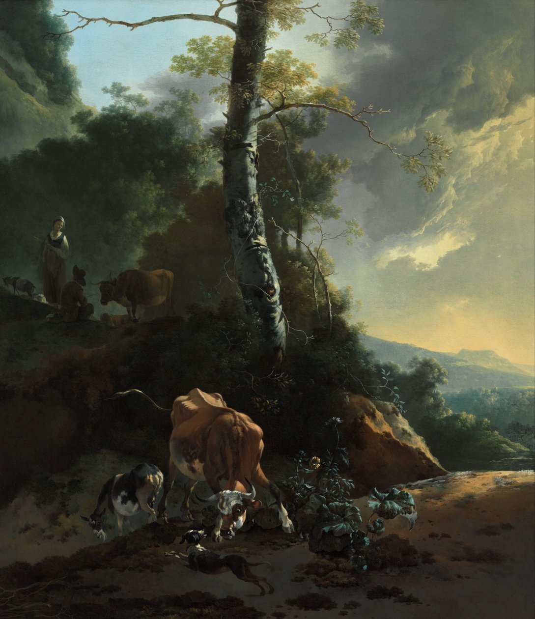 Landschap met woedende os door Adam Pynacker