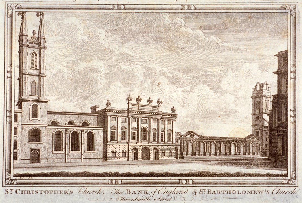 Bank of England, St Christopher-le-Stocks en St Bartholomew-by-the-Exchange, Londen door Adam Smith