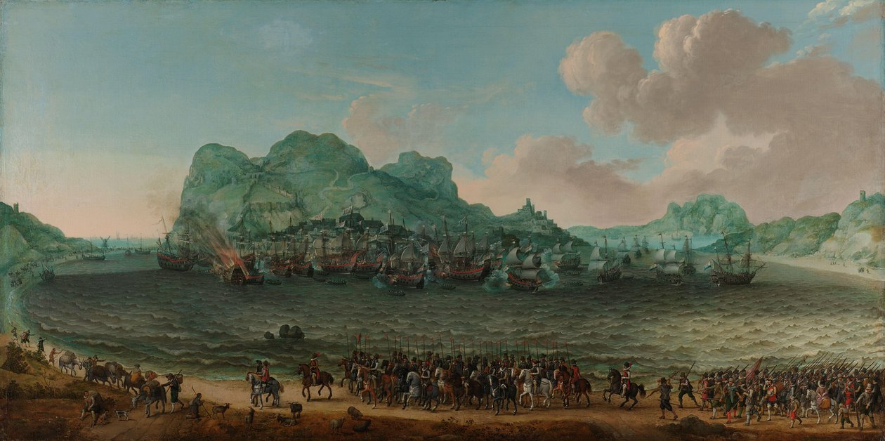 Overwinning op de Spanjaarden bij Gibraltar door een vloot onder bevel van admiraal Jacob van Heemskerck, 25 april 1607 door Adam Willaerts (signed by artist)