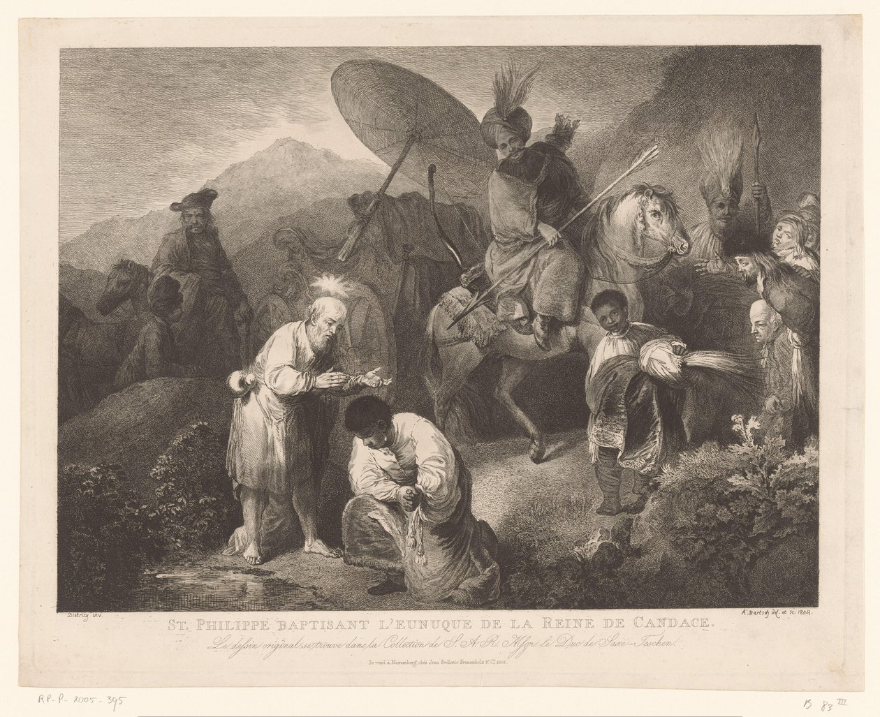 De doop van de kamerling door Philippus door Adam von Bartsch