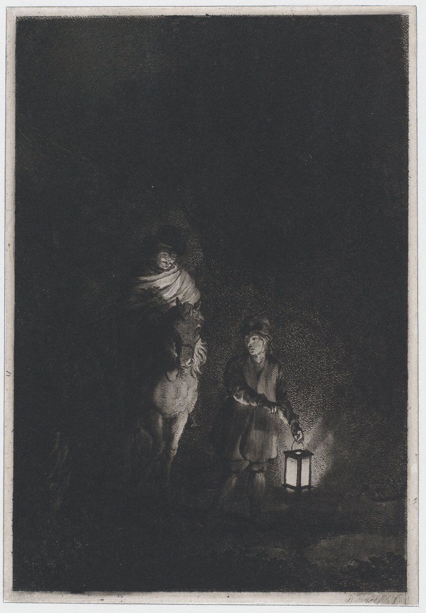 Ruiter en jongen met lantaarn, 1797 door Adam von Bartsch
