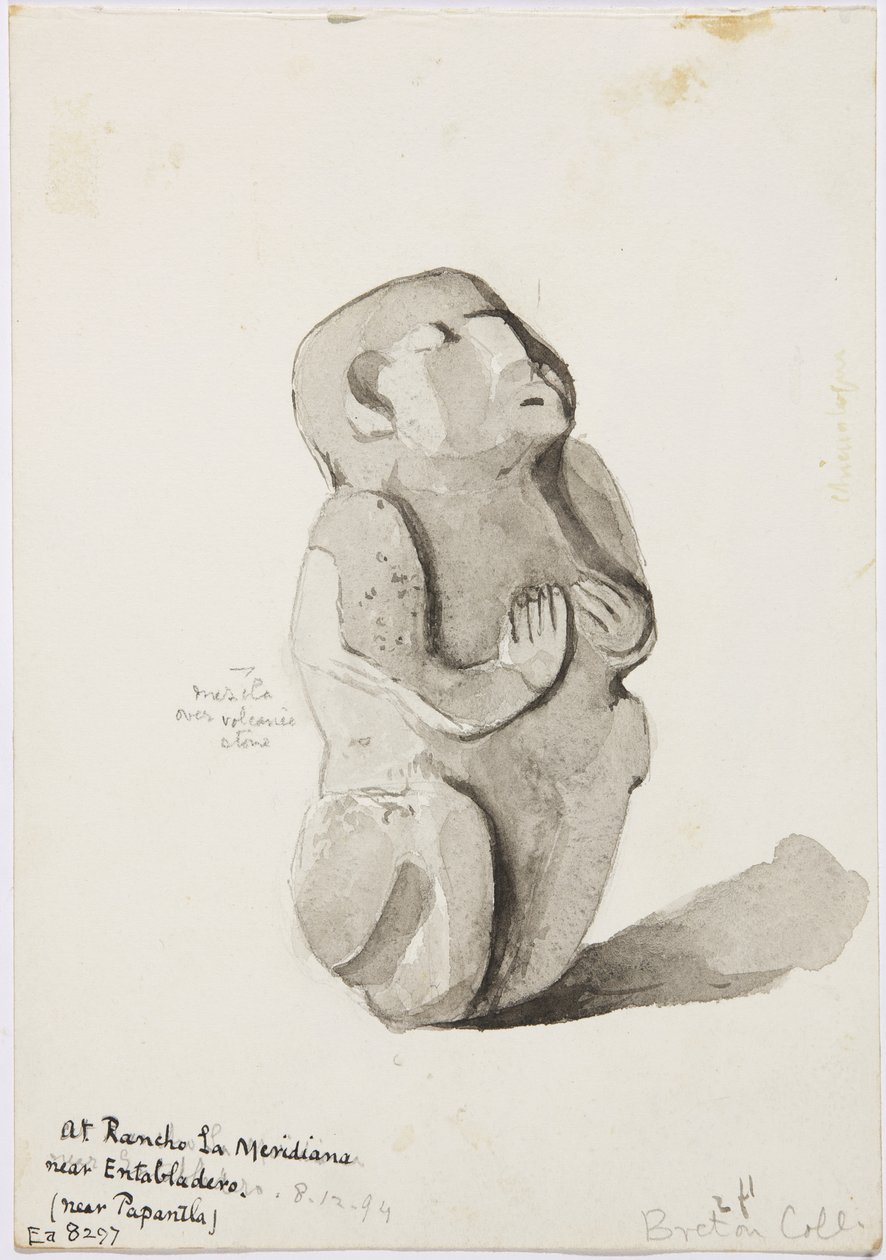Een stenen beeld uit Papantla door Adela Breton