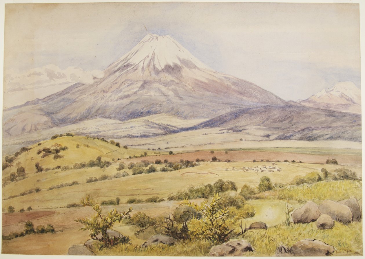 Wolk komt op om 10:30 uur Popocatépetl vanuit Atlixco, Puebla, Mexico door Adela Breton