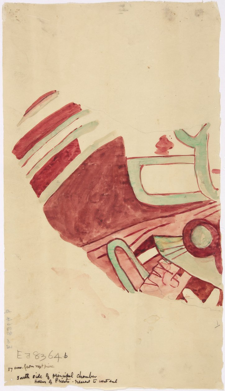 Kopie van een fragment van een muurschildering uit Teotihuacan, Mexico door Adela Breton
