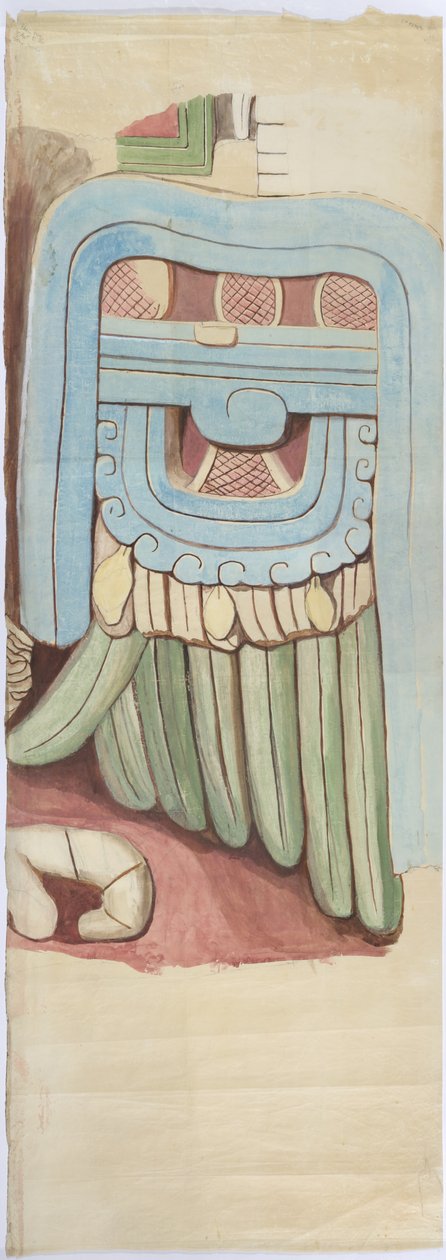 Kopie van de stucgevel van de tempel op de piramide in Acanceh, op ware grootte door Adela Breton