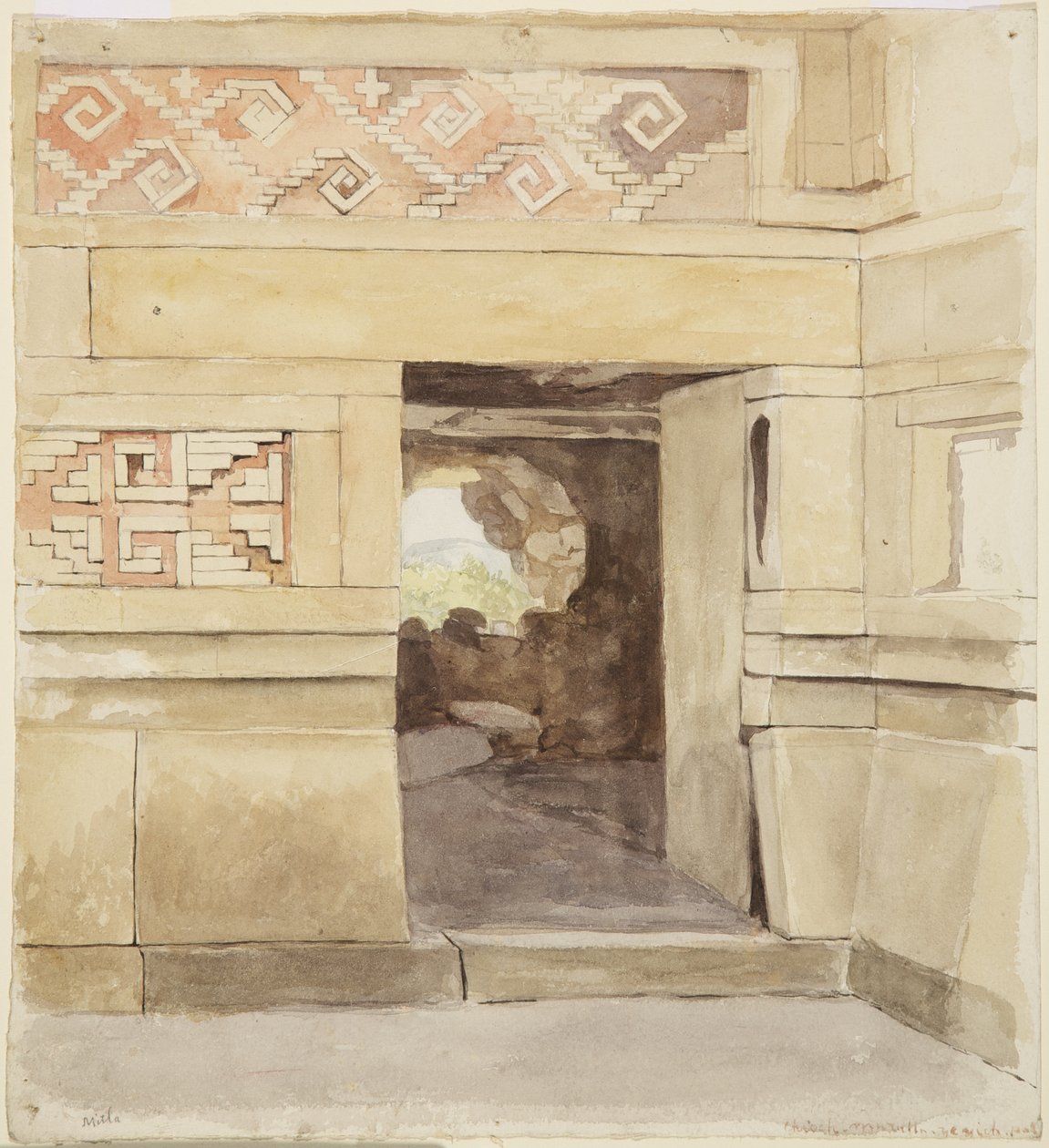 Vernietigd paleis, Mitla 1894 door Adela Breton