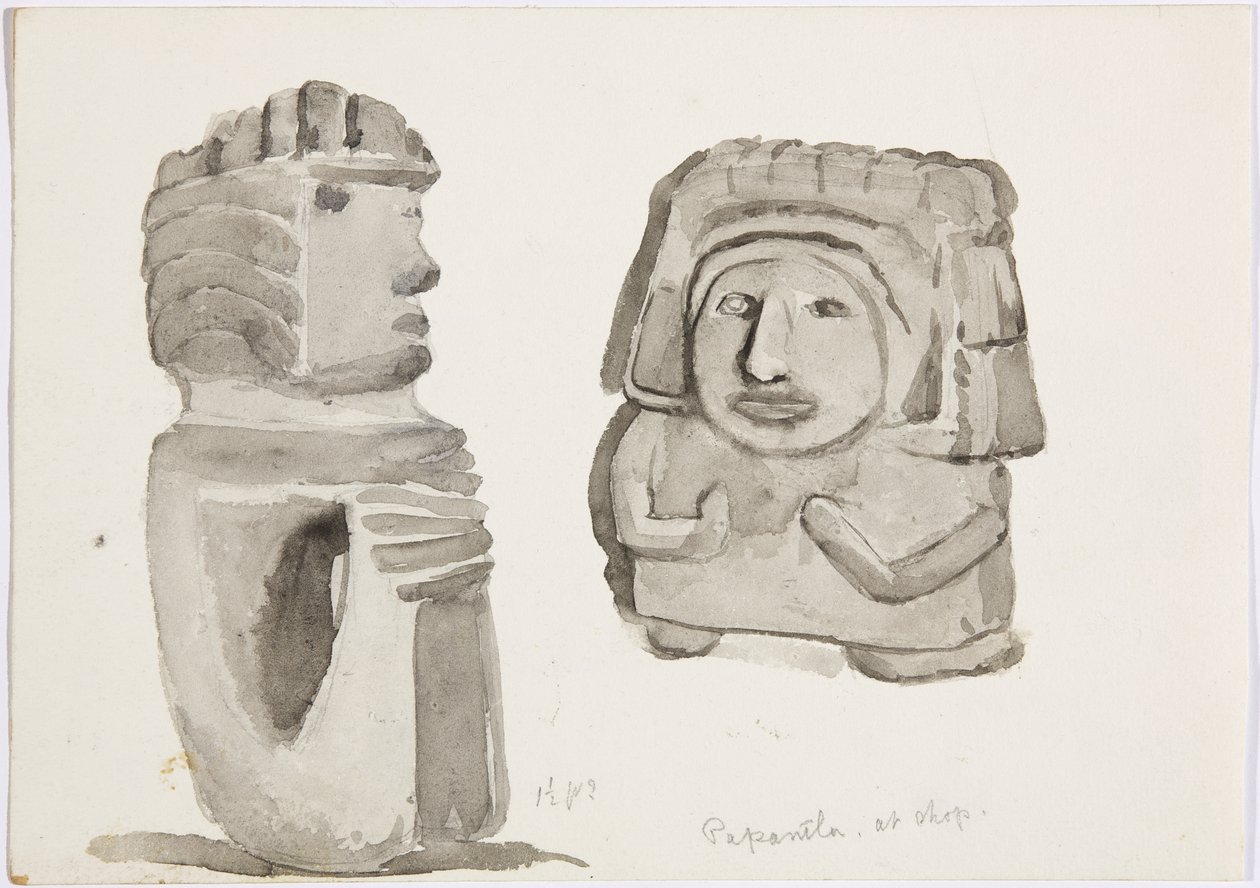 Stenen figuren in Papantla, Mexico door Adela Breton