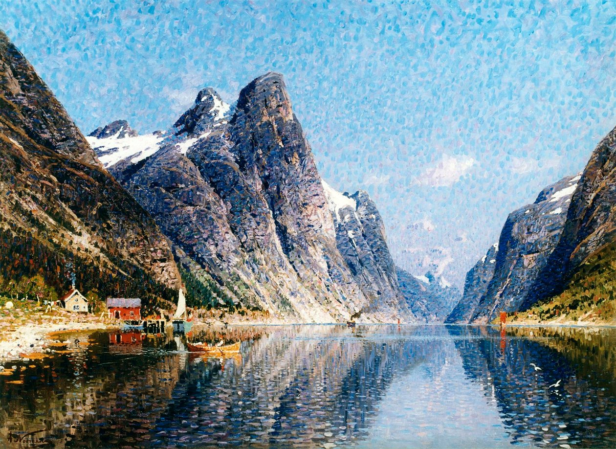 Een Noors fjordlandschap door Adelsteen Normann